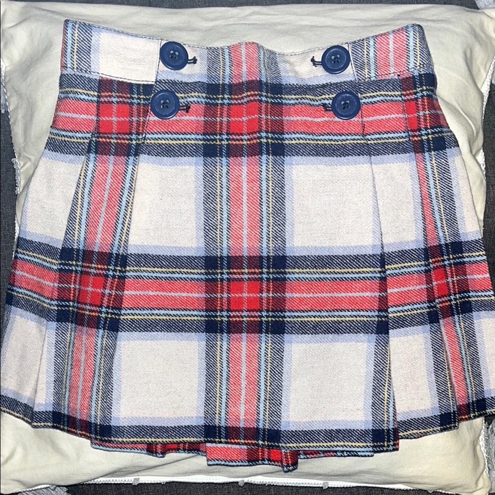 Mini Boden Plaid Skirt with Button Detail 7-8Y